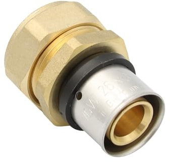 Pipetec Pressfitting Verschraubung Übergang 26x3 mm Verbundrohr auf 28mm Kupferrohr TH Kontur, DVGW, TH-Profil