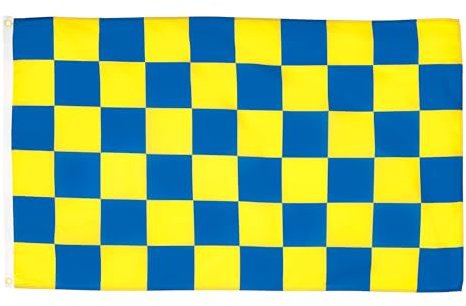 AZ FLAG Bandiera A Scacchi Gialli E Blu 150x90cm - Bandiera Scacchiera Gialla ED Azzurra 90 x 150 cm