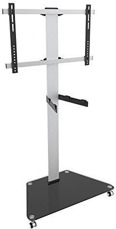 RICOO TV Ständer rollbar FS0300 Stand Fernsehständer mit Rollen VESA 600 x 400 Standfuss mit Ablage bis 30 kg smart OLED Curved für 30-65 Zoll mobil Bodenständer