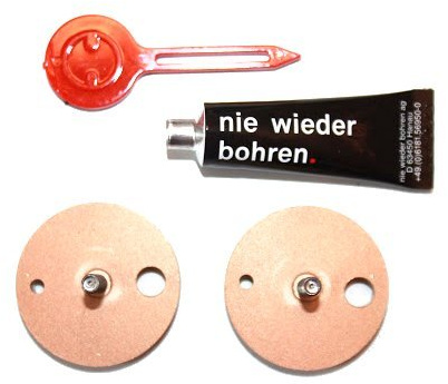 Nie Wieder Bohren BK43-2 Befestigungsadapter, selbstklebend, inkl. Klebetube und Ausdrückhilfe, Durchmesser 34mm