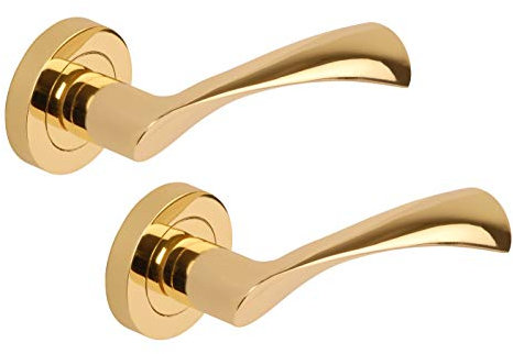 Excel - DH003646 FLEX Stylish Passage internal Door Handles on Round Rose, Electro Brass