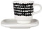 Marimekko - Espressotasse mit Untertasse - Oiva-Siirtolapuutarha - Keramik - Weiß-Schwarz - 2-teilig