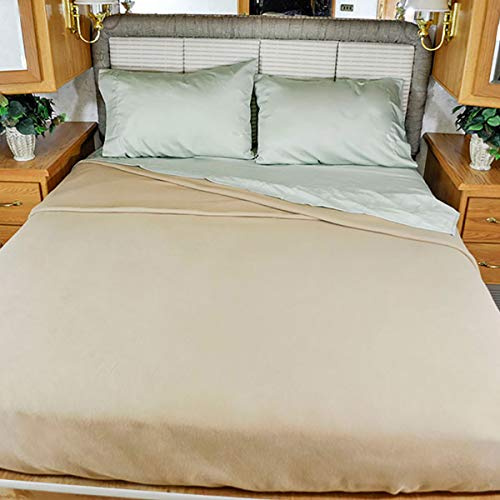 AB Lifestyles Polartec® RV Blanket with NoTuck® Fitted Bottom Fits 72x80 Camper King, Made in USA