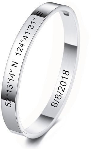 MeMeDIY Braccialetto Personalizzato con Incisione ID Identificativo Nome Personalizzato per Bracciale Rigido da Donna in Acciaio Inossidabile da Donna (Taglie Piccole e Grandi, 6 Colori) B1