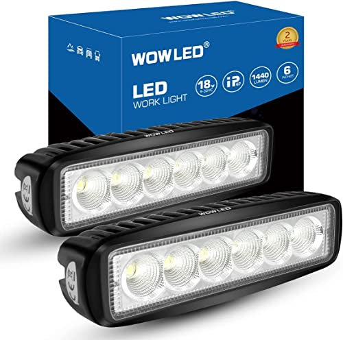 WOWLED 2 x 6 Zoll 18W LED Arbeit Lichtleiste Offroad Scheinwerfer Lampe LKW Boot