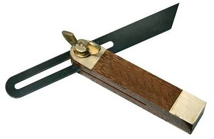 Bisel pequeño para madera 100 mm con tuerca mariposa - mango de madera acabado en latón, cuchilla acero azul -