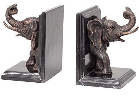aubaho 2 Buchstützen Bronze Skulptur Figur Elefant Bronzefigur Buch bookend Bronze