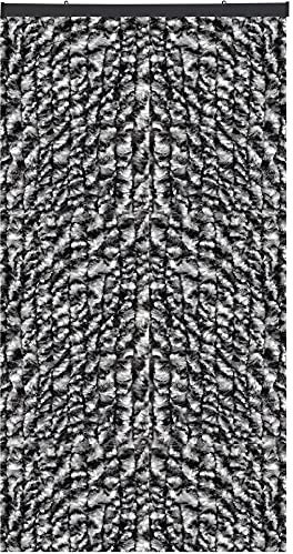 Arsvita Flauschvorhang Türvorhang (90x200 cm) in Meliert Schwarz-Grau-Weiß als Insektenschutz für Balkon, Terrasse oder Wohnmobil, Wohnwagen, Pavillon