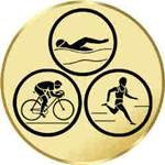 Pokal / Medaille Emblem, Motiv Triathlon, Durchmesser 50 mm, gold