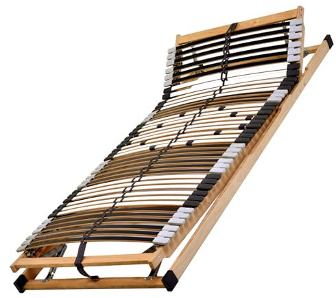 DaMi MediFlex T200 7-Zonen Lattenrost mit Kopf- & Fußverstellung, 80x200 cm, aus Buchenholz fertig montiert, 42 Leisten, extrem ergonomisch & stabil, Bettrahmen Lattenrahmen Federlatten Bed Frame