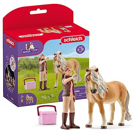 SCHLEICH Horse Club | Pferdepflegerin mit Island Pony Stute 41431 | Set aus Pony, Pflegerin & Zubehör | tolles Geschenk für Mädchen und Jungen | Spielzeug ab 5 Jahren | 5 Teile | exklusiv bei Amazon