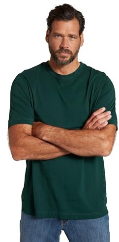 JP 1880 Hasta la Talla 8XL, Camiseta, Motivo JP1880 en el Pecho, Camiseta básica, Cuello Redondo, algodón Puro Verde Oscuro 6XL 702558442-6XL