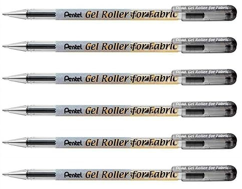 Pentel Set 6 Stifte Gelroller BN15 0,5 mm Spezial Textil schwarz