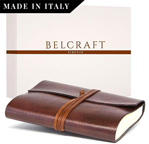 Tivoli mittelgroßes Nachfüllbar Notizbuch aus recyceltem Leder, Handgearbeitet in klassischem Italienischem Stil, Geschenkschachtel inklusive, Tagebuch, Lederbuch (12x17 cm) Braun