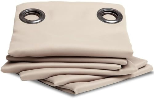 Moondream FireControl™ Feuerfester Vorhang 2in1 | Zertifiziert | Verdunkelung | EU Herstellung | Ösen | Beige MC634 | 140B x 260H cm