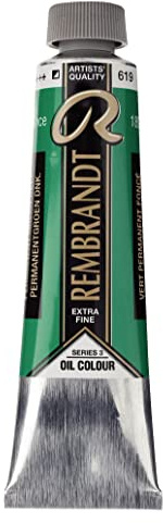 Rembrandt Oil Colour - Permanent Vert foncé 619 - Qualité extra-fine - Tube de 40 ml - Consistance beurrée - Grande résistance à la lumière
