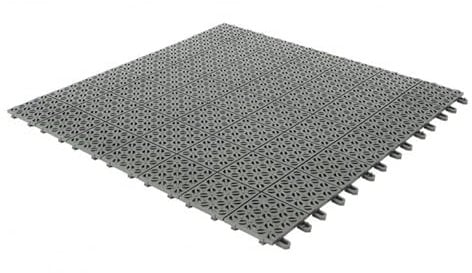 Multiplate Piastrelle Flessibili in Plastica 55,5 x 55,5 cm da Interno, Esterno e Giardino, Grigie, Drenanti e Autobloccanti Pezzi 4