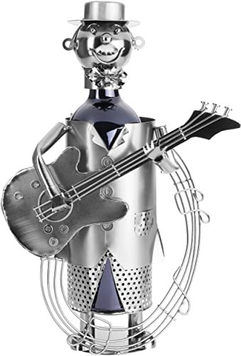 BRUBAKER - Porte-Bouteille de vin - Guitariste - Sculpture en Métal - Carte de voeux INCL. - Idée Cadeau Originale