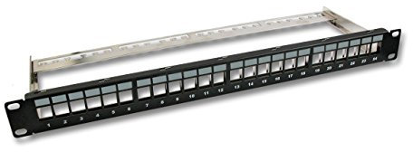24 Stück ProfiPatch RJ45 Keystone Modul Snap-In CAT.6a KAT6a CAT6a 500MHz 10Gbit vollgeschirmt, werkzeuglos, inklusive 24-Port Verteilerfeld für Keystone Jacks, schwarz RAL9005, Komplettset bestehend aus einem Panel und 24 Modulen