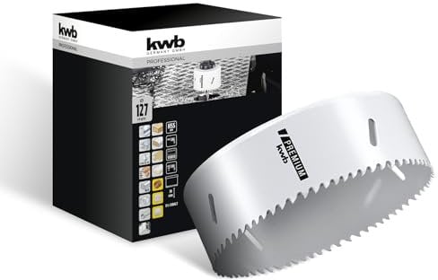 kwb Scie cloche bi-métal HSS Ø 127 mm, 8% allié au cobalt avec denture Vario progressive et haute précision pour une utilisation polyvalente