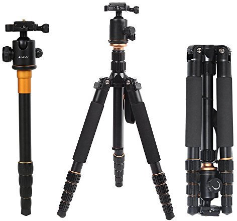 Andoer Portable Tripod 153cm/60inch Aluminium Alloy Tripod Unipod Monopod with Ball Head for Canon Nikon Sony DSLR Camera