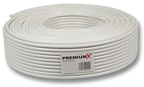 Premium X PROFI PRO Koaxial Kabel 135dB 5-Fach geschirmt, reines Kupfer 50 Meter SAT Antennenkabel 50m 135dB