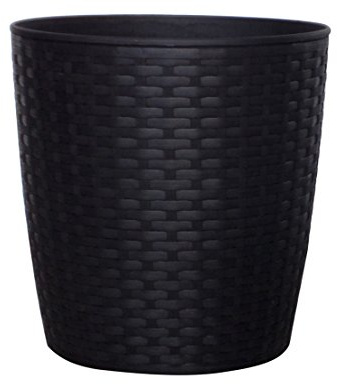 Dehner Kunststofftopf, Ø 38 cm, Höhe 39 cm, Polyrattanoptik, schwarz