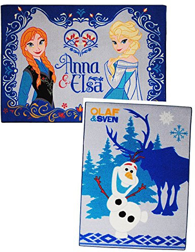alles-meine.de GmbH 2 TLG. Set: Teppich - die Eiskönigin - Frozen - Kinderteppich - Bettvorleger - 95 cm * 135 cm - Anna & ELSA - rutschfest, da unten gummiert - für Kinder ..