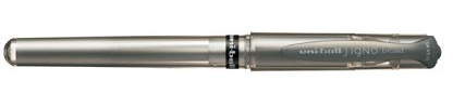Uni Ball Silver Signo Pen Broad Metallic Gel Ink Rollerball Metal 1mm Tip Nib 0.65mm Line Width With Rubber Grip UM-153 (Pack Of 12)