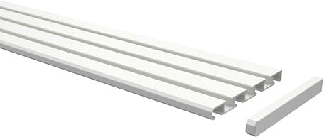 Interdeco Gardinenschienen Weiß 3-/4-läufige Vorhangschienen aus Aluminium, Slimline, 400 cm