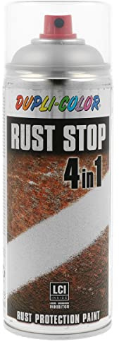 DUPLI-COLOR RUST STOP RAL 9006 Weißaluminium seidenmatt 400 ml - Sprühfarbe | 4-in-1 Rostschutz-Spray direkt auf Rost anwendbar – LCI-Technologie, schnelltrocknend, hohe Deckkraft, Innen & Außen