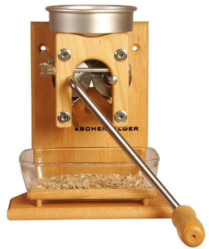 Eschenfelder Kornquetsche | Flocker | Wandmodell Alu- & Holz-Trichter | Flockenquetsche | Buche | made in Germany (Alu-Trichter)