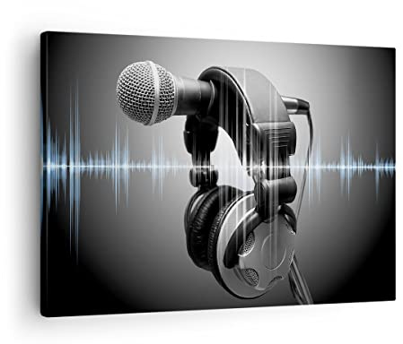 ARTTOR Bilder auf Leinwand 70x50cm Wandbild Musik - 2549 | Audio Mikrofon Klein Wanddekoration Wohnzimmer Schlafzimmer Küche Wanddeko Wand Kunstdruck Wandkunst Wall Decor ARTTOR