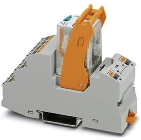 Phoenix Contact CONTACT RIF-2-RPT-LDP-24DC/4X21 Vormontiertes Relaismodul mit Relaissockel, Leistungskontaktrelais & Haltebügel, 4 Wechsler Kontaktausführung, 24 V DC Eingangsspannung, 10 Stück
