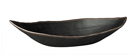 APS 84101 Blattschale MARONE, 36 x 19 cm, Höhe 8 cm, Melamin, schwarz mit braunem Rand