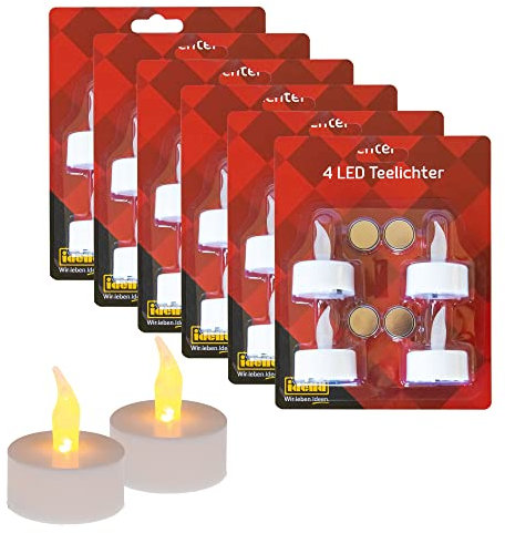 Idena 10124218 - Set di candele a LED, 24 pezzi, candele elettriche con luce tremolante, batterie incluse, decorazione per matrimonio, festa, Natale, Pasqua, come luce d'atmosfera
