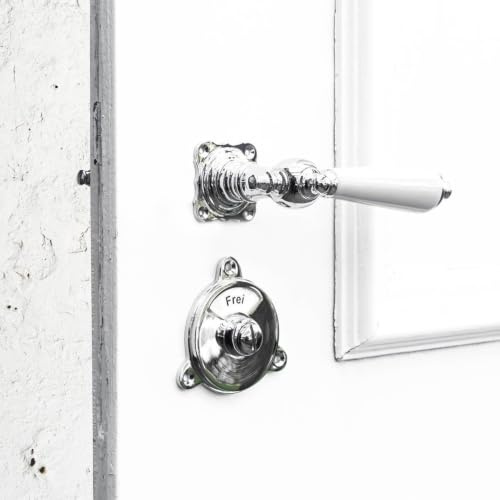 Antikas - Schließer für Toilettentür, Drehverschluss Frei+Besetzt WC-Tür Nickel-Beschläge