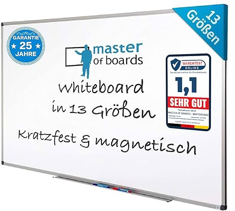 Mob Magnetisches Whiteboard 240x120cm mit Alurahmen und abnehmbare Stiftablage für Büro, Heim und Schule, Magnettafel Kratzfest und trocken abwischbar | Magentboard in Hoch- oder Querformat