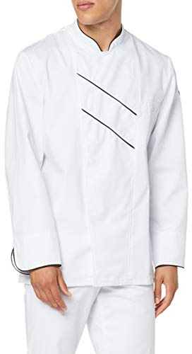 BP Gourmet 1538-400-2132 Kochjacke - Langarm - Mit Lüftungsschlitzen - Normale Passform - Größe: 48 - Farbe: weiß/schwarz