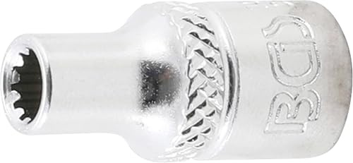 BGS 10101 | Steckschlüssel-Einsatz Gear Lock | SW 4,5 mm | Antrieb Innenvierkant 6,3 mm (1/4) | Chrom-Vanadium-Stahl | verchromt, matt | mit Rändelung