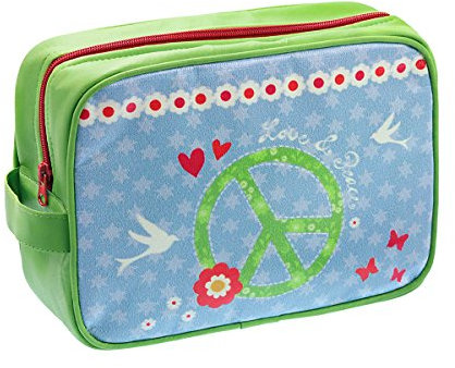 Wendekreis Berlin, Kulturbeutel Verschiedene Motive Wachstuch Taschen 21x16x8cm Love and Peace
