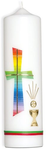 °°4552 Kerze Regenbogen/Kelch handgefertigt, Höhe 22cm, Ø6cm