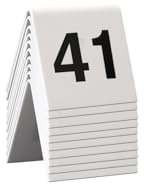 Securit Table Signs, Numbers 41-50, 4 x 4 x 5 cm (TN-41-50), TN-41-50-WT