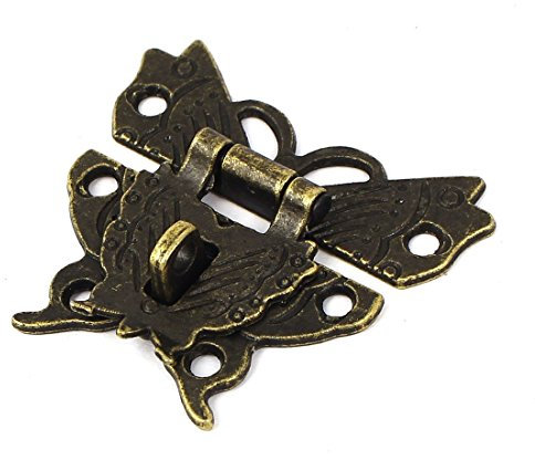 sourcing map Holzbox Schmetterling Form Haspe Verschluss Sperren Latch Riegel 50x45mm