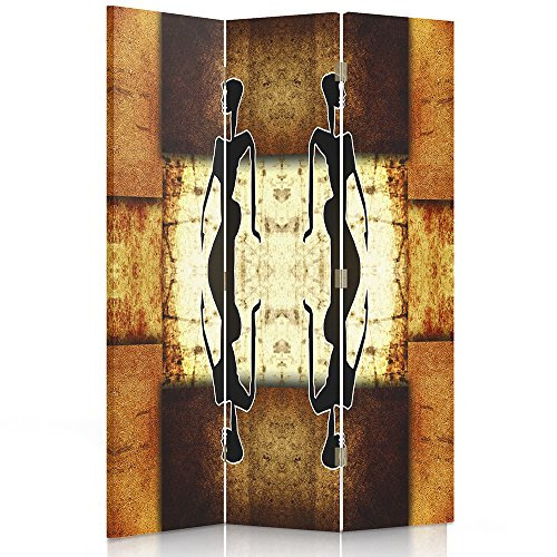 Feeby Frames. Raumteiler, Ggedruckten auf Canvas, Leinwand Wandschirme, dekorative Trennwand, Paravent beidseitig, 3 teilig (110x180 cm), MODERN,Orient, Afrika, Ethno, FRAUEUN, GEOMETRISCHE Muster