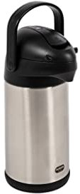 Emsa 637301600 President Pump-Isolierkanne | Füllvolumen: 3 Liter | 12 h heiß | Abnehmbarer Pump Kopf | Integrierter Tragegriff | Edelstahl/Schwarz