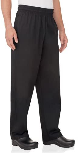 Chef Works Men's Essential Baggy Chef Pants, Black, X-Small