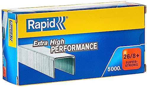 Rapid Heftklammern Super Starke Heftklammern N ° 26, Länge 8,5 mm, 5000 Heftklammern, Heftklammer bis 60 Blatt, verzinkter Stahldraht, 24862200