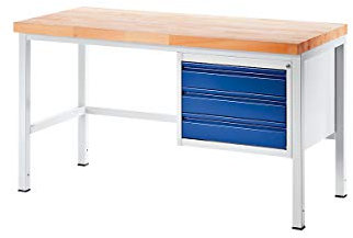 RAU | Werkbank | Gestellbauweise | 3 Schubladen Größe L | Tiefe 700 mm | Breite 2000 mm