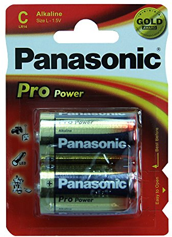 Panasonic LR14 Pro Power halbe Taschenlampen, Blister 2, rot/Gold